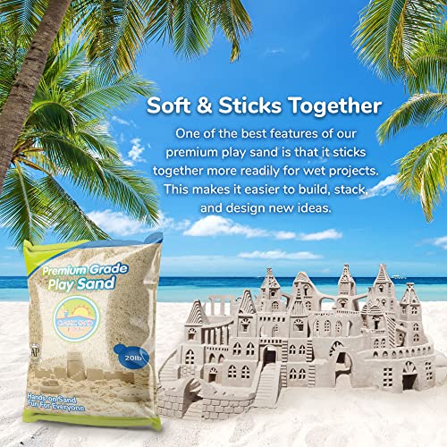 Classic Sand and Play Sand for Sandbox, Table, Therapy, and Outdoor Use, 20 lb. Bag, Natural, Non-Toxic, Wet Castle Building for Creativity and Stimulates Sensory Skills - size: 20 lb