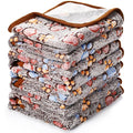 Tatuo 4 Pack Fleece Dog Blankets for Puppy Cats Multi-Size Sleep Mat for Pet Guinea Pig Soft Washable Crate Bed Puppy Teething Toys Print Pattern Warm Blanket Indoor(Black,30 x 20.5 Inch,Paw) | Soft, Washable Puppy Blankets for Cats Guinea Pig, Warm Paw P