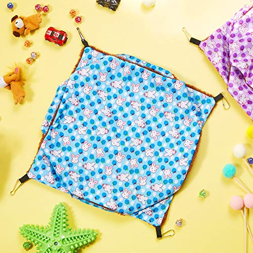Weewooday 3 Pcs Rat Hammock 3 Tier Ferret Hammock Cage Hanging Bed Cage Accessories for Pet Guinea Pig Hamster Parrot Sugar Glider Ferrets Rat Chinchilla Playing Sleeping(Blue, Purple, Green) - color: Blue, purple, green