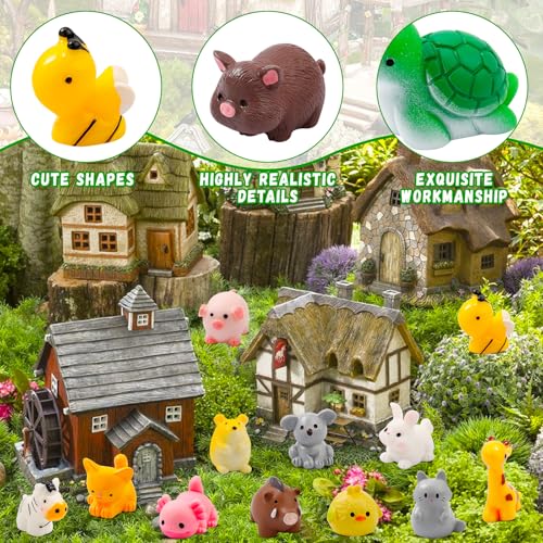 ywevyezc 42 Pcs Mini Resin Animals 42 Styles Resin Animals Figurines Bulk for Micro Fairy Party Favors Garden Hide Accessories Dollhouse Crafts Decor - style: 42Pcs-Animals