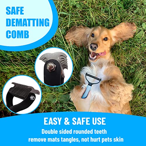 Dog Brush Grooming Kit 5PCS - Dog Brush for Shedding,Puppy Brush and Flea Comb for Dogs, Slicker Brush Comb and Dog Hair Brush Set Blue, Grooming at Home or Travel - color: B-Blue 5 Kits