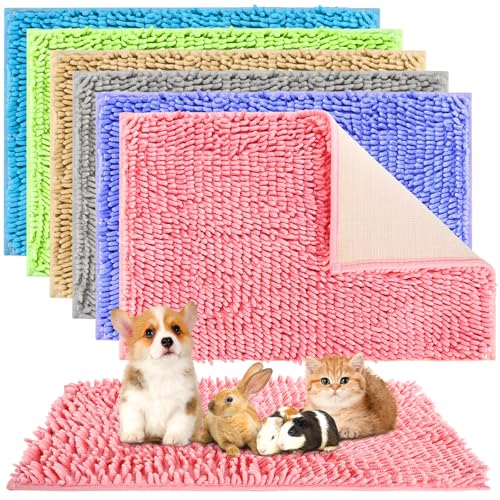 WRINGKIT 6 Pack Guinea Pig Mats, 16x24 Inch Guinea Pig Cage Liner, Reusable | Washable Fleece Bedding Training Pee Pads, Non-Slip Animal Sleeping Mat for Bunny, Rabbit, Hamster, Chinchilla, 6 Colors