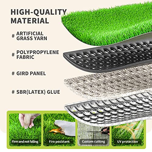 LOOBANI Artificial Grass, Realistic Fake Grass with Drainage Holes, 3x5ft | Synthetic Turf Grass Indoor Outdoor, Replacement Grass Mat for Dog Potty Training, Balcony, Garden and Landscape Decoration - size: 3 Feet x 5 Feet