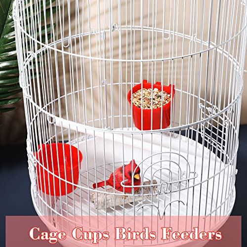 Sumind 60 Pcs Cage Cups Chicken Feeder Birds Hanging Feeders Seed Bowl 8 oz Plastic Water Bowl Hanging Chicken Waterer Feeding Watering Dish Coop Cups for Parrot Parakeet Poultry(Red) - color: Red