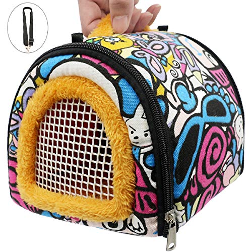 KAMEIOU Small Animal Carrier Bag Small Guinea Pig Hedgehog Carriers with Detachable Strap Double Zipper Travel Pets Small Guinea Pig Chinchillas Hamster Rat Hedgehog Sling Carry Bag for Small Animals