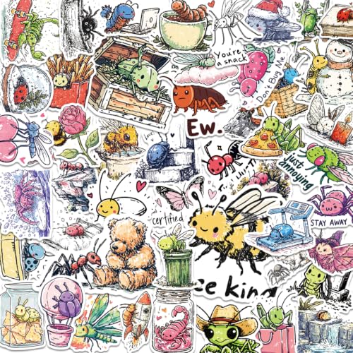100 PCS Bug Stickers Pack – Waterproof Bug Decals for Water Bottles, Laptops, Phones, Notebook, Cars – Cool Vibrant Graphics for Bugs Enthusiast - color: Bug