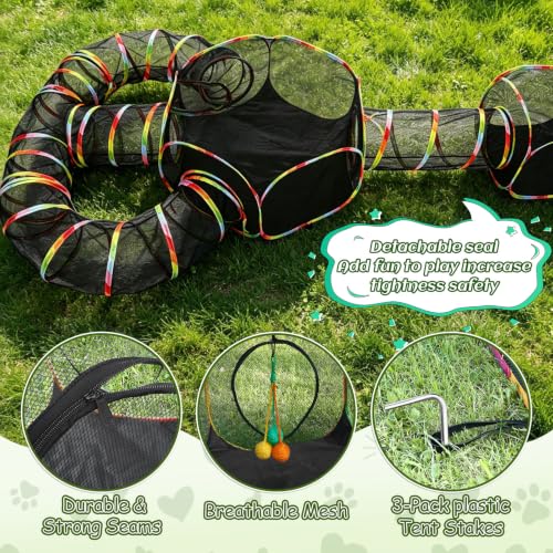 CypherX Outdoor Cat Enclosure,Portable Cat Tent with Tunnel Popup Catio | 4-in-1 modular design: 2 tents,11.8" wide tunnels & carry bag. Durablepop-up setup for small animals, rabbits & cats. - size: 4 in 1 Playhouse(11.8"W)