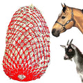 Majestic Ally 1.25”x1.25” Holes Ultra Slow Feed 40” Very Sturdy Hay Net with Bottom Ring for Goat, Sheep, Simulate Grazing and Reduces Waste (Red) - color: Red
