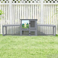COZIWOW 95inches Extra Large Wood Rabbit Hutch Outdoor Easy to Assemble and Stable Bunny Cage Indoor with Cleaning Tray & Waterproof Roof for Small and Medium Bunny Rabbit Chick（Grey with Pattern） - color: Gray