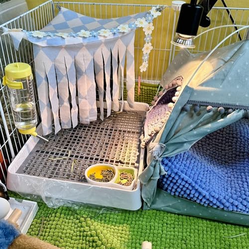 Rabbit Litter Box with Grid 15x12in, Potty Training Pan for Small Animals | Rabbit Litter Box with Grid, Bunny Litter Tray for Cage, Potty Training Pan for Animals. - size: S (+1 perforated grate)