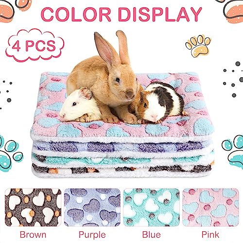 Haull 4 Pcs Waterproof Guinea Pig Bedding Soft Dog Cat Bed Crate Mat Small Animal Plush Cage Liners Rabbit Bunny Kennel Pad Reversible Cozy Pee Thickened Hamster Pad(Heart,13 x 10 Inch) - size: 13 x 10 Inch