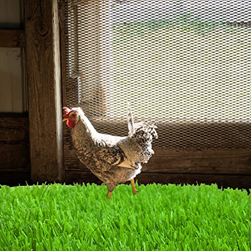 Irieiply 6 Pack 12"x12"x1.2" Chicken Nesting Pads for Laying Eggs, Washable Artificial Grass Carpet Synthetic Turf Mat Nest Box Bedding for Chicken Coop