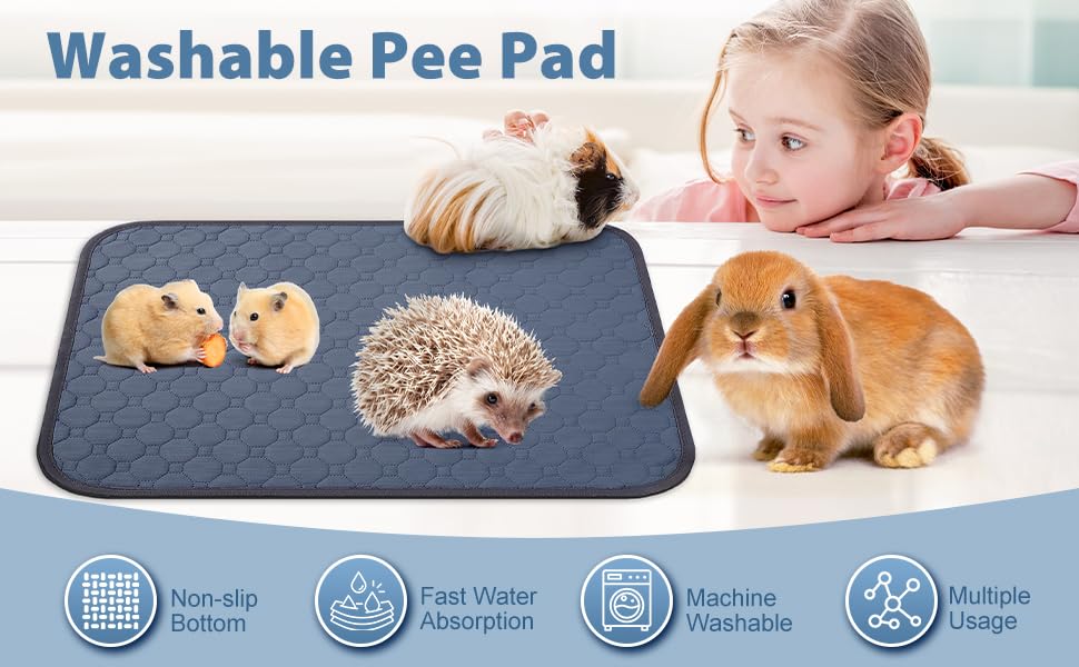 4 Pack 12" x 12" Guinea Pig Cage Liner, Washable Reusable Guinea Pig Bedding, Waterproof Absorbent Guinea Pig Pee Pad Non-Slip Mat for Small Animals Rabbit Hamster Rat Chinchilla - size: 12"*12"