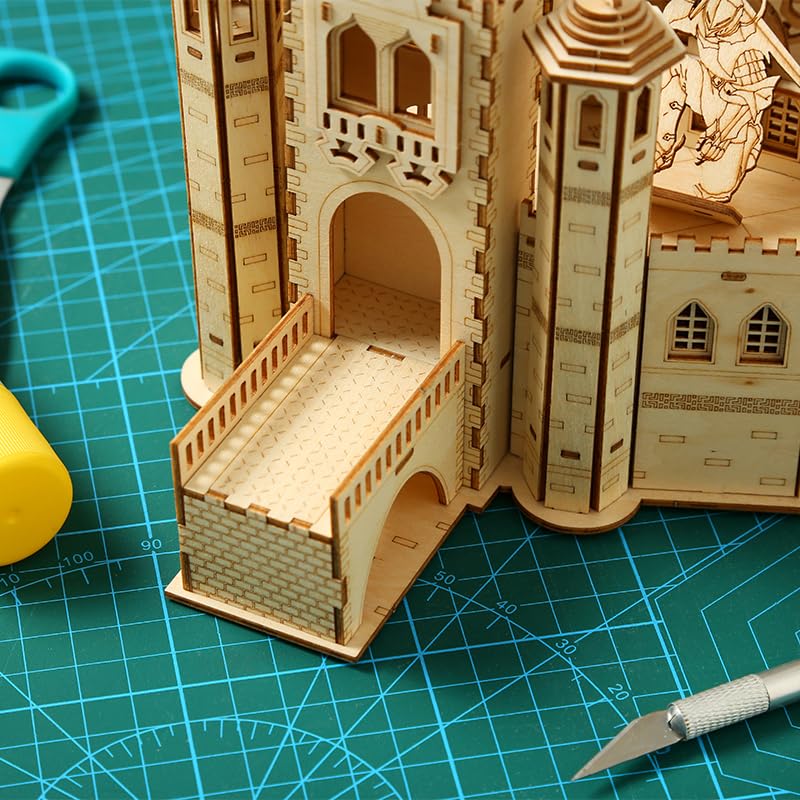 3D Wooden Puzzle for Adults, Mechanical Castle House Model, DIY House Model Building Kit Handicraft Wood Craft Hobbies Toy, Birthday for Hobbyist 14+ Family Women Men, 234 Pcs - style: Castle House