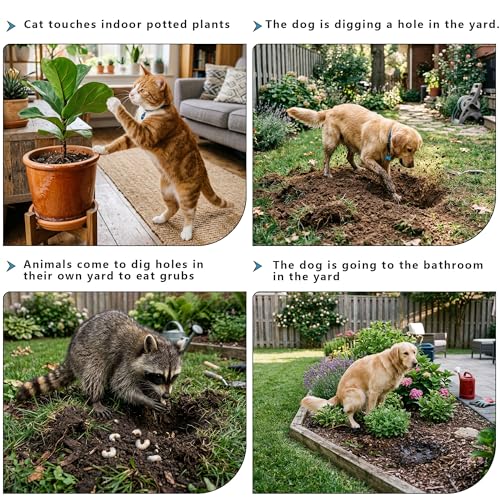 Cat Scat Mat with Spikes for Outdoor and Garden | 6.5 Feet Cat Deterrent Mat with Gentle Spikes for Dogs and Raccoons, with 8 Ground Stakes & 8 Zip Ties, 78.74" x 11" (Black) - color: Black