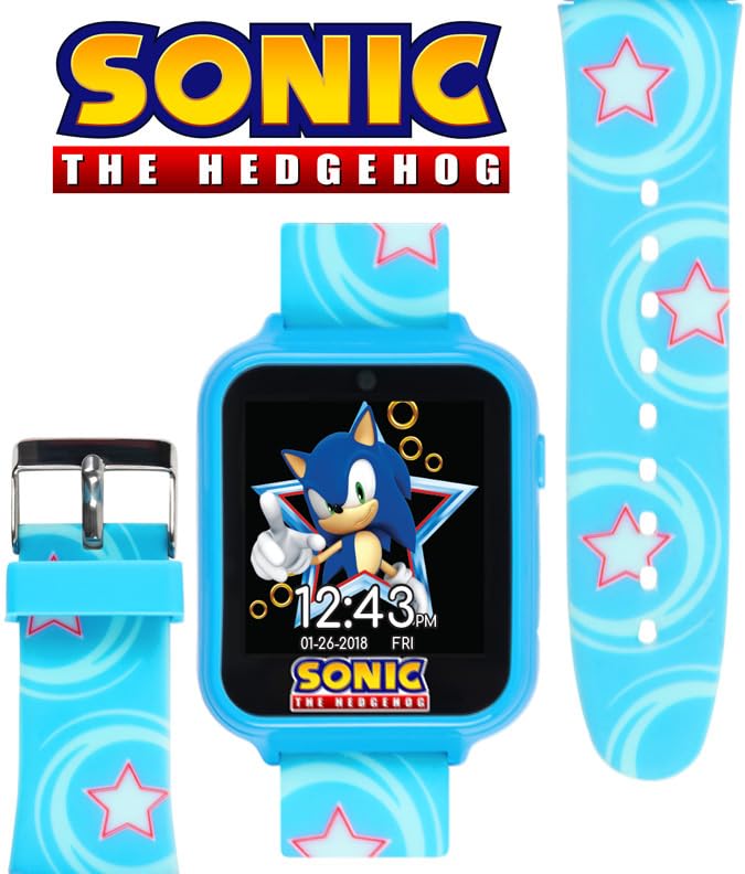 SEGA Sonic the Hedgehog Educational Learning Touchscreen Smart Watch Toy for Boys, Girls, Toddlers - Selfie Cam, Learning Games, Alarm, Calculator, Pedometer (Model: SNC4055AZ) - color: Sonic Blue