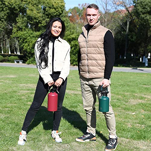 BJPKPK 50oz Stainless Steel Insulated Water Bottle, Vacuum Water Bottle with Straw, Leak Proof, Hot & Cold Insulation, 3 Lids & Paracord Handle, Gray | with Straw Lid, 3 Lids & Paracord Handle, Keep Cold & Hot, BPA-Free Leak-Proof Water Jug for Gym Sports