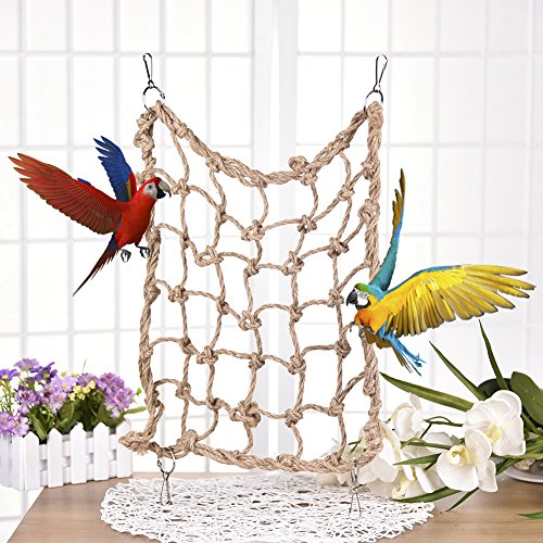 Litewoo Bird Rope Perch Swing Climbing Net Toy Parrot Hammock for Cockatiels Conures Budgie Parakeet Cockatoo Rat Gerbil Chinchilla L - color: XL: 23.62 x 23.62inch/ 60 x 60cm