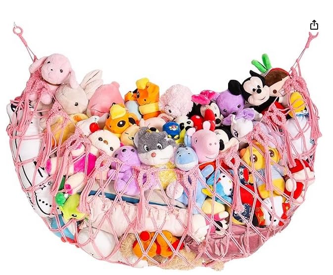 YECAYE Stuffed Animal Net, 60 Inch Plushies Storage, 1 Pack, Fairy Pink | Large Capacity, Handwoven Design, Wall Mounted with Anti-Slip Hooks, Flexible Hanging, Space-Saving Stuffed Animal Storage - color: Fairy Pink, size: 1 pack