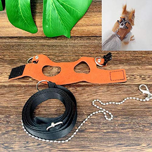 Squirrel Traction Rope with 1.8m Lead Leah, Adjustable Small Animal Walking Harness, Anti-Biting Chain Rope Vest Strap for Hamster Gerbil Rat Mouse Ferret Chinchilla and Small Animals - color: Brown
