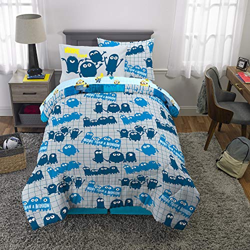 Franco Kids Bedding Super Soft Comforter and Sheet Set with Sham, 5 Piece Twin Size, Minions The Rise Of Gru - color: Minions the Rise of Gru, size: 5 Piece Twin Size