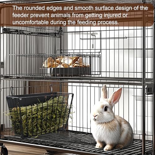 2PCS Rabbit Hay Feeder with Heavy-Duty Metal Frame Guinea Pig Hay Feeder for Rabbits， Bunny, Guinea Pigs, Chinchillas， 9.6x4.5x6.3 inch - color: Black-2PCS