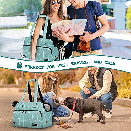 PetAmi Small Dog Purse Carrier, Soft-Sided Pet Carrier Bag with Pockets, Portable Puppy Cat Travel Handbag Tote, Airline Approved Breathable Mesh, Poop Bag Dispenser, Max 18 lbs, Chevron Teal - color: Chevron Teal