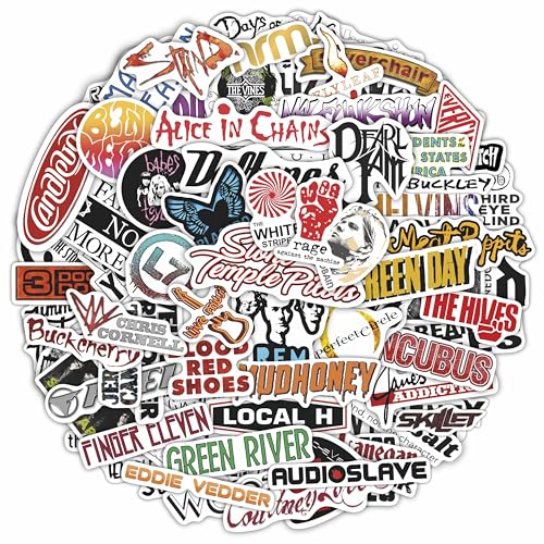 100Pcs Grunge Stickers, 90's Grunge Music, Rock Stickers, Rock Band Decals, Music Gifts for Men and Women - color: Grunge Stickers