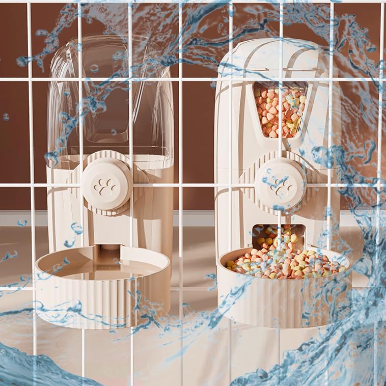 Hanging Cage Automatic Pet Food Water Dispenser 34oz, Large Capacity Feeder Gravity Refill Food and Siphon Suction Water Set for Dog Cat Rabbit Chinchilla and Ferret (Food and Water Dispenser) - color: Food and Water Dispenser