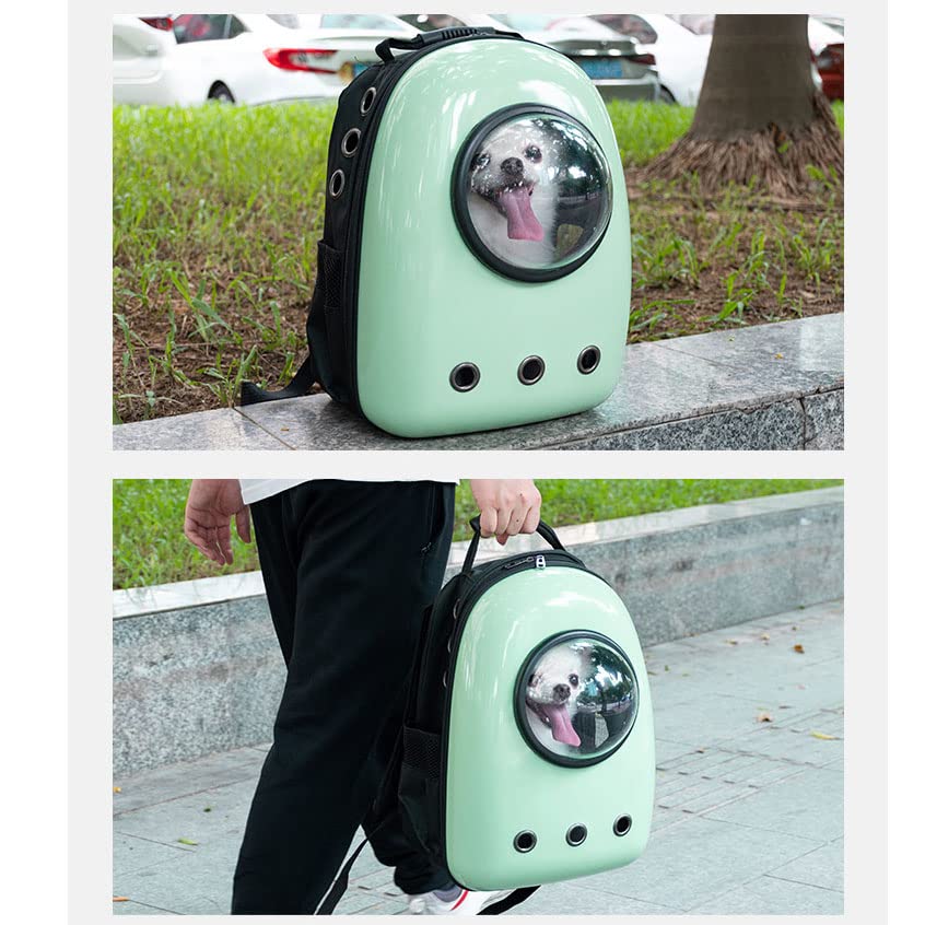 Pet Travel Carrier, Cat Dog Dome Space Capsule Bubble Backpack, Portable Waterproof Breathable Knapsack for Hiking, Traveling (Green 1) - color: Green 1