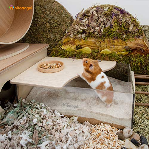 Niteangel Animal Sand-Bath Box: - Acrylic Critter's Sand Bath Shower Room & Digging Sand Container for Hamsters Mice Lemming Gerbils or Other Small Pets (Rectangle, Burlywood) | Acrylic Viewable Critter Sand Bath Shower Room & Digging Sand Container for H
