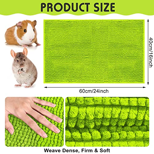 4 Pcs Guinea Pig Cage Liner 16 x 24 Inch Washable Chenille Pee Pads Pet Dog Cat Bedding Training Mat Reusable for Small Animals Puppy Bunny Hamster Chinchilla - color: Green, size: 16 x 24 Inch, style: Low Pile Chenille