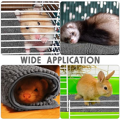 4 Pcs Guinea Pig Cage Liner 47 x 24 Inch Washable Chenille Pee Pads Pet Dog Cat Bedding Training Mat Reusable for Small Animals Puppy Bunny Hamster Chinchilla - color: Dark Gray, size: 47 x 24 Inch, style: Low Pile Chenille