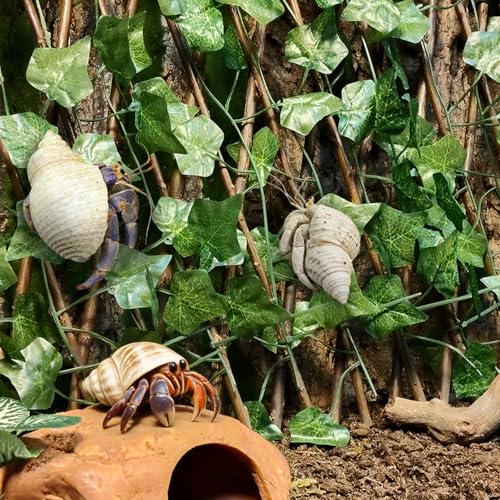 Reptile Hermit Crab Climbing Wall Toys, Bearded Dragon Climb Tank Accessories, 15.75 in Sweet Potato Leaves Retractable Hedge Fence Background, Gecko Spider Decoration with Suction Cups - color: Sweet Potato Leaves Reptile Climbing Wall