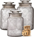 Le'raze Food Storage Containers with Airtight Lids - Retro Design - Pantry Organization, Glass Canisters Storage for Cookies, Tea, Sugar, Candy Jars, Sugar Packet, Set of 3