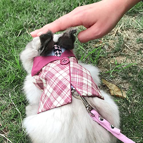 Bunny Harness and Leash,Adjustable Soft Guinea Pig Clothes Pet Rabbit Ferret Harness Costumes for Small Animals Dress - color: Pink, size: Small