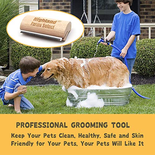 Deshedding Grooming Tool for Dogs, Cats & Horses, Ergonomic Design Wood Groom Brush, Professional Pet Groomer, Painlessly Remove for Short & Long Hair, Fur & Dirt - 5 Inches - color: L