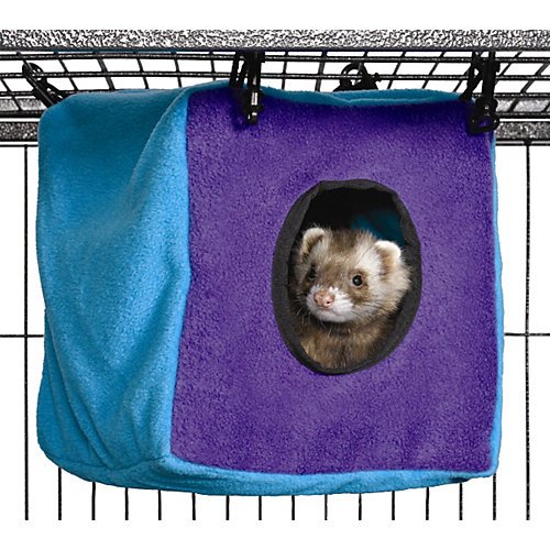 MidWest Homes for Pets Ferret Nation Cozy Cube for Ferret Nation & Critter Nation Small Animal Cages | Measures 8.5L x 8.5W x 9H - Inches - color: Teal and Purple, size: 8.5"L x 8.5"W x 9.0"H