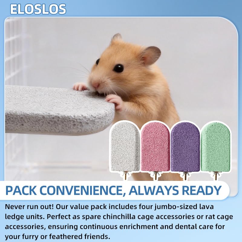 4PCS Lava Ledge for Small Pets/Chinchilla/Hamster/Parrot, Pink(L) | Grinding Claws & Jumping, Safe Natural Volcanic Rock, Reduces Random Chewing - color: Pink, size: L