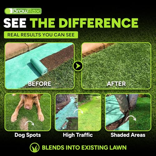 Growtrax Biodegradable Grass Seed Mat - 100 Sq Ft Year Round Green | Grass Seed Mat for Lawns, Dog Patches & Shade, Just Roll, Water & Grow, No Fake or Artificial Grass - size: 803+
