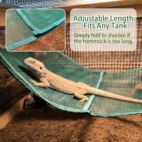 2 Pack Bearded Dragon Hammock,Breathable Mesh Collapsible Reptile Hammock Lounger Climbing Tank Accessories for Lizard Gecko Snakes Axolotls Chameleon (Green) - color: Green