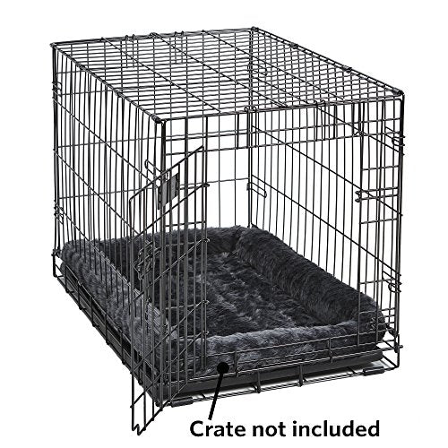 MidWest Homes for Pets QuietTime Dog Bed - Gray Faux Fur Bolster, Ultra-Soft and Machine Washable, Fits 42-Inch Crates and Carriers, for Large Breed Dogs - color: Grey, size: 42 Inch