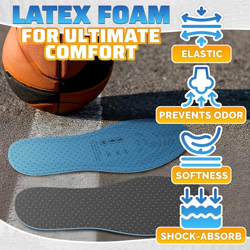 3 Pairs Shoe Inserts for Women 3-8 – Ultra Thin Shoe Insoles Men 5-11, Double Layer Latex Foam Material, Fits Any Shoe Type, Easy to Cut, Comfortable & Breathable for Everyday Use - color: Universal