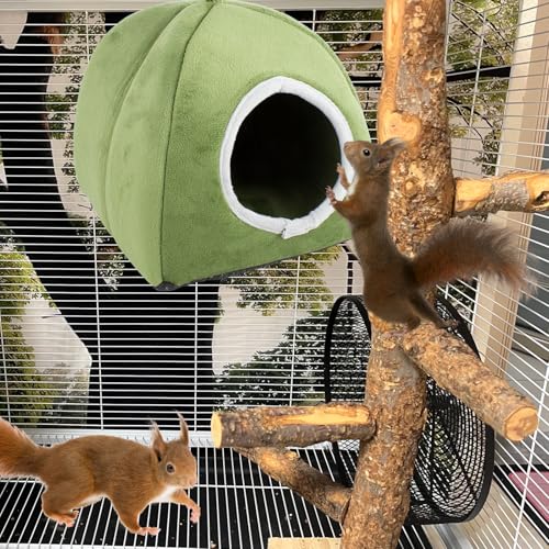 Squirrel Hideout Nest, Washable Hedgehog Bed & Hideaway House, Cozy Warm Fleece Hut for Hamster Ferret Rabbits and Other Small Animals Cage Supplies Warm House