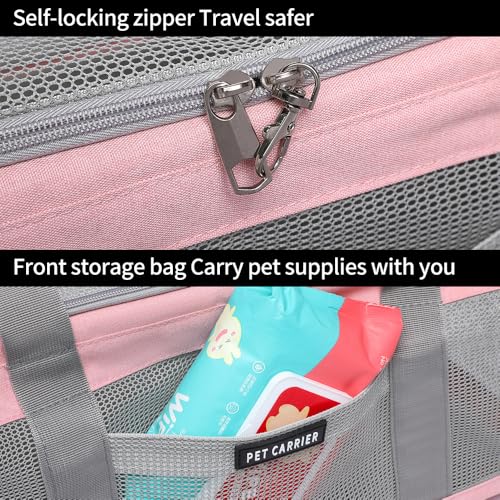 Airline Approved Pet Carrier for Cats and Small Dogs, Breathable and Collapsible Design, Portable Travel Bag for Bearded Dragon, Puppies Animal Hangbag, Rabbit Cage (Pink, Small) - color: pink