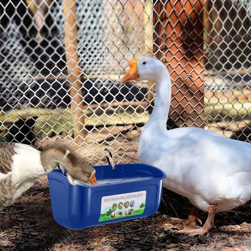 Chicken Feeder Waterer, 10 Pack Duck Feeder Supplies, Hanging Fence Feed Trough with Clips for Goat, Sheeple, Piglet, Gooses, Turkeys, Dog Livestock Poultry, Blue - color: 10 pack Blue