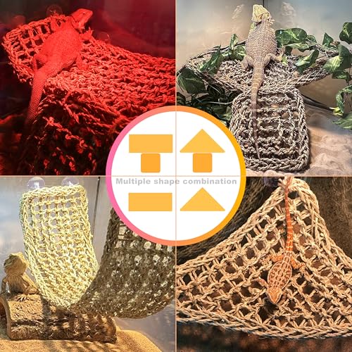 Bearded Dragon Hammock Lizard Tank Accessories Reptile Lounger Amphibian Habitat Décor for Chameleon, Geckos, Snakes, Hermit Crab, Lguana Reptiles, Tortoises - size: 17"T+7"