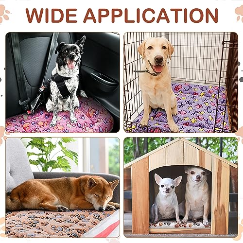 4 Pack Ultra Soft Dog Cat Bed Mat Small Animal Guinea Pig Bed with Cute Print Reversible Fleece Dog Crate Kennel Pad Cozy Washable Thickened Hamster Pet Beds Mat(30 x 22 Inches,Vivid Color) - color: Vivid Color, size: 30 x 22 Inches