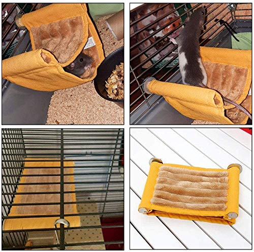 Warm Hamster Hammock House Mouse Rat Hanging Swing Bed Guinea Pig Cage Bedding Small Pet Animal Double Layer Cage Tent Hut Nest for Winter Mouse Rat Hamster Play Sleep