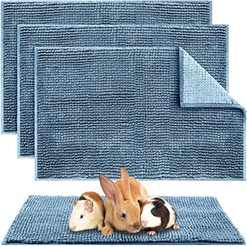 4 Pcs Guinea Pig Cage Liner 16 x 24 Inch Washable Chenille Pee Pads Pet Dog Cat Bedding Training Mat Reusable for Small Animals Puppy Bunny Hamster Chinchilla - color: Blue, size: 16 x 24 Inch, style: Low Pile Chenille